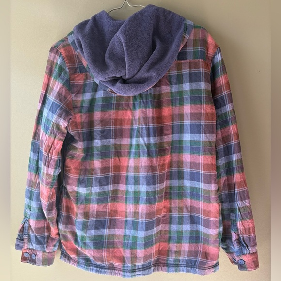 L.L.Bean size XS, Multicolor fleece lined flannel Plaid Hooded Jacket - Picture 6 of 8